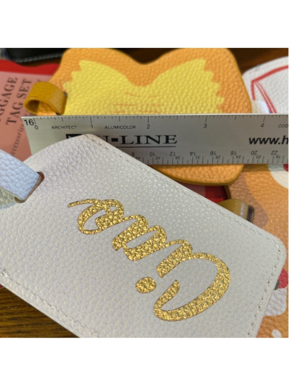 Women's Luxe + Willow Travel Bag Luggage Tag Set One Size White Orange - Picture 4 of 5